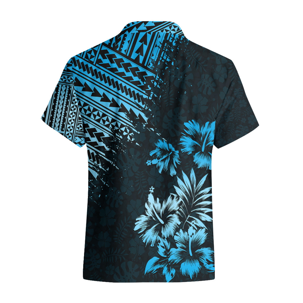 Hawaii Summer Hawaiian Shirt Mix Polynesian Black-Blue LT6 - Wonder Print Shop