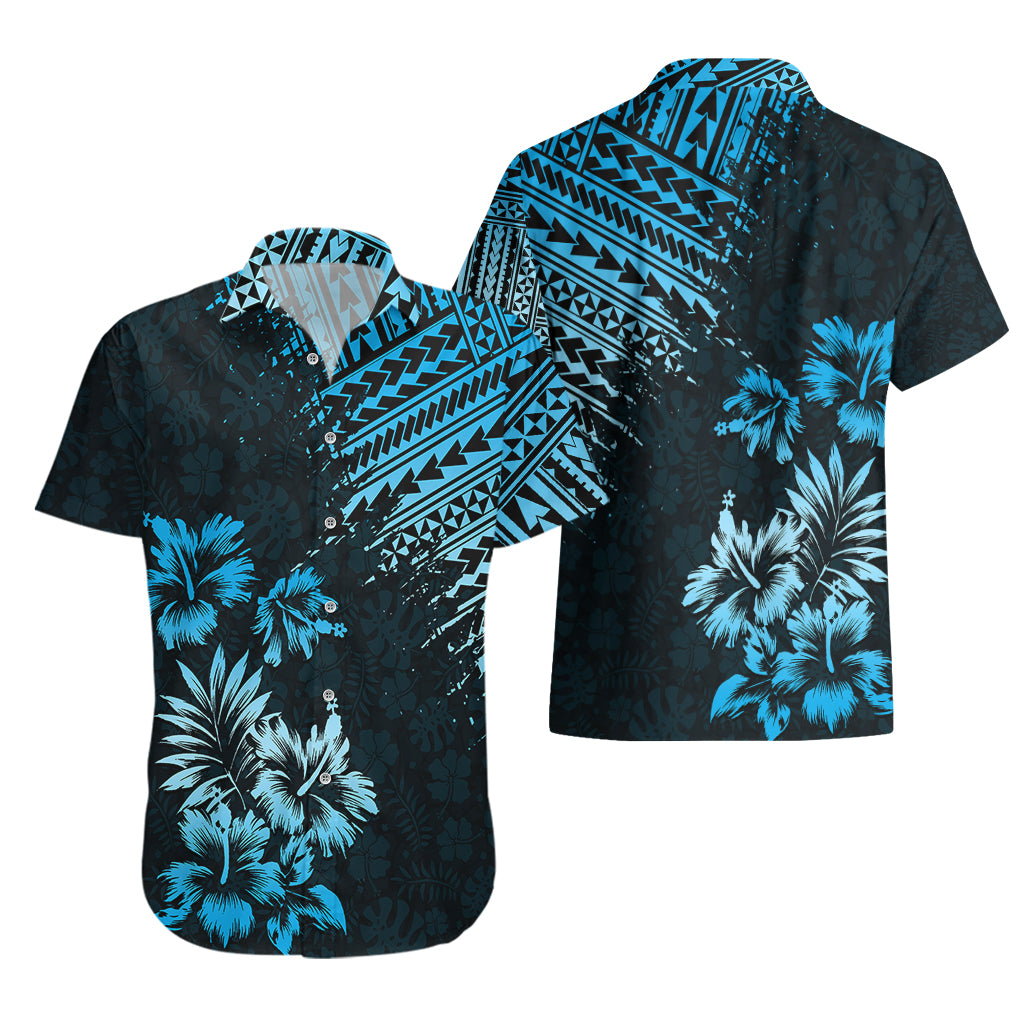 Hawaii Summer Hawaiian Shirt Mix Polynesian Black-Blue LT6 - Wonder Print Shop