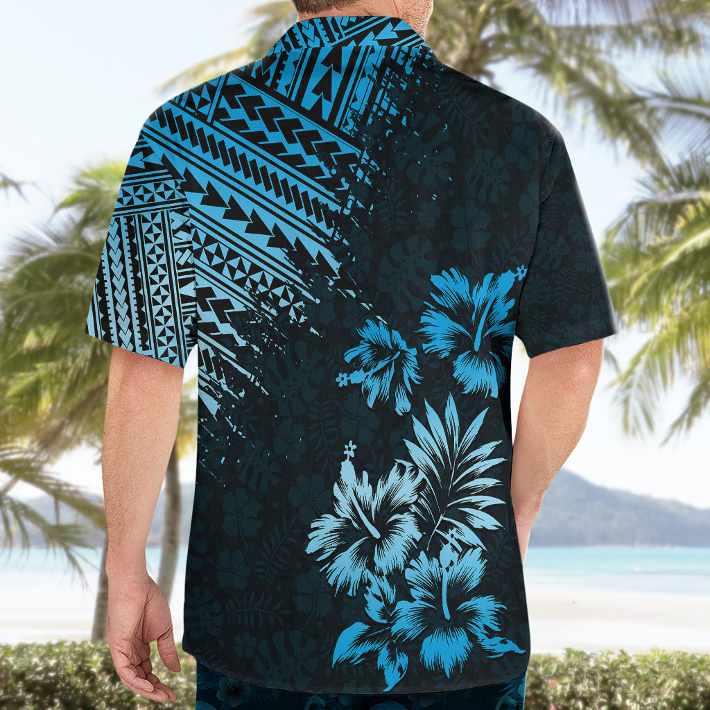 Hawaii Summer Hawaiian Shirt Mix Polynesian Black-Blue LT6 - Wonder Print Shop