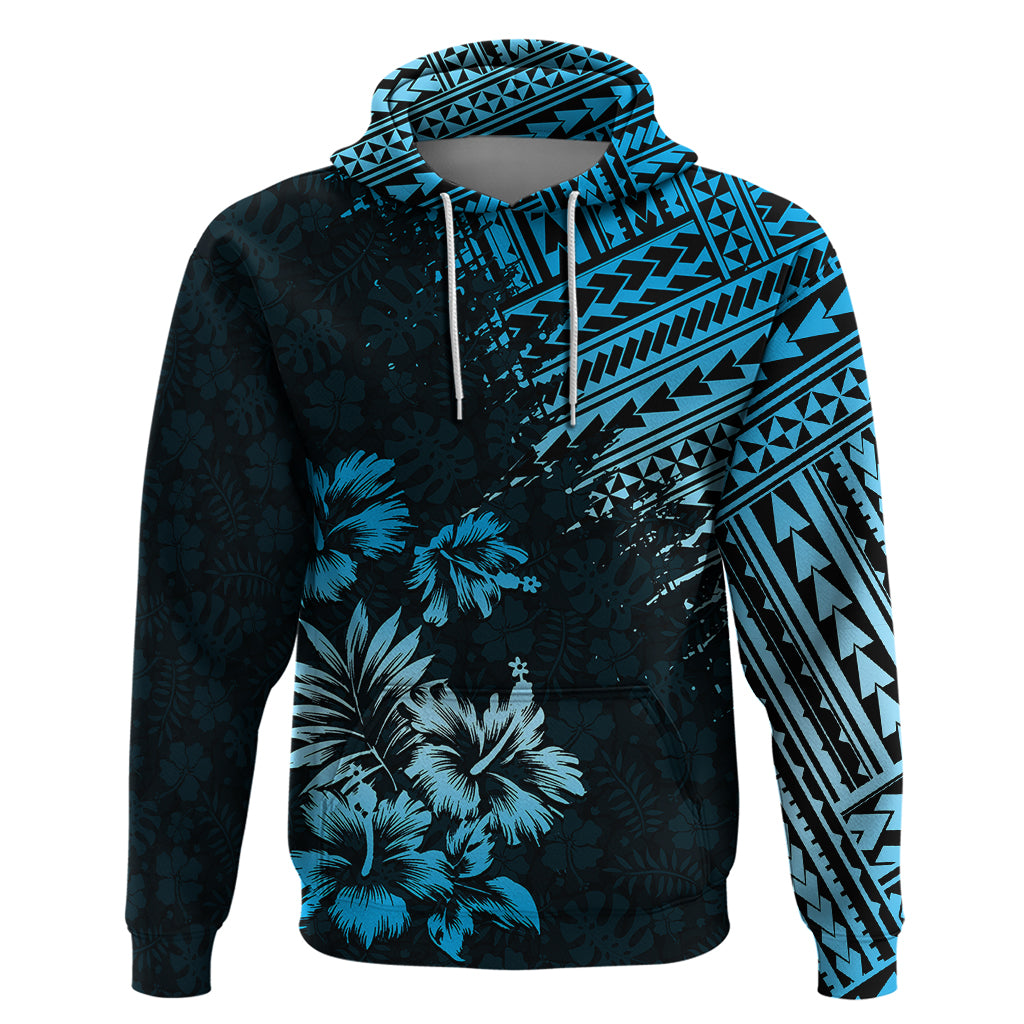 Hawaii Summer Hoodie Mix Polynesian Black-Blue LT6 - Wonder Print Shop