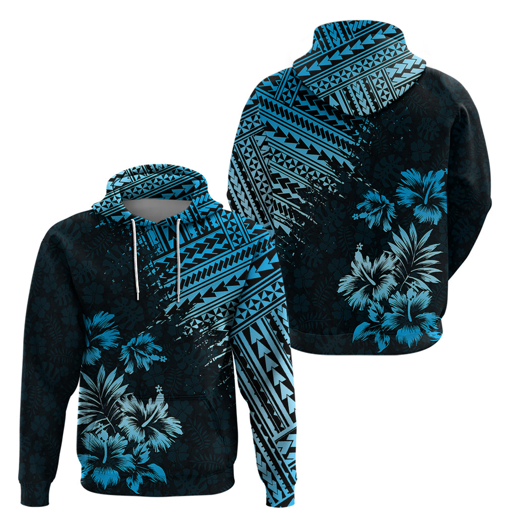 Hawaii Summer Hoodie Mix Polynesian Black-Blue LT6 - Wonder Print Shop
