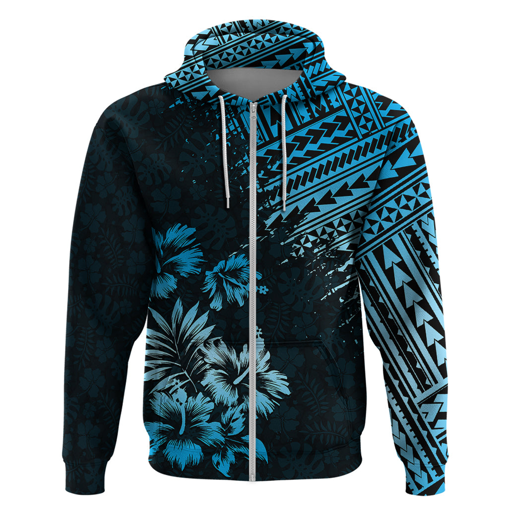 Hawaii Summer Hoodie Mix Polynesian Black-Blue LT6 - Wonder Print Shop