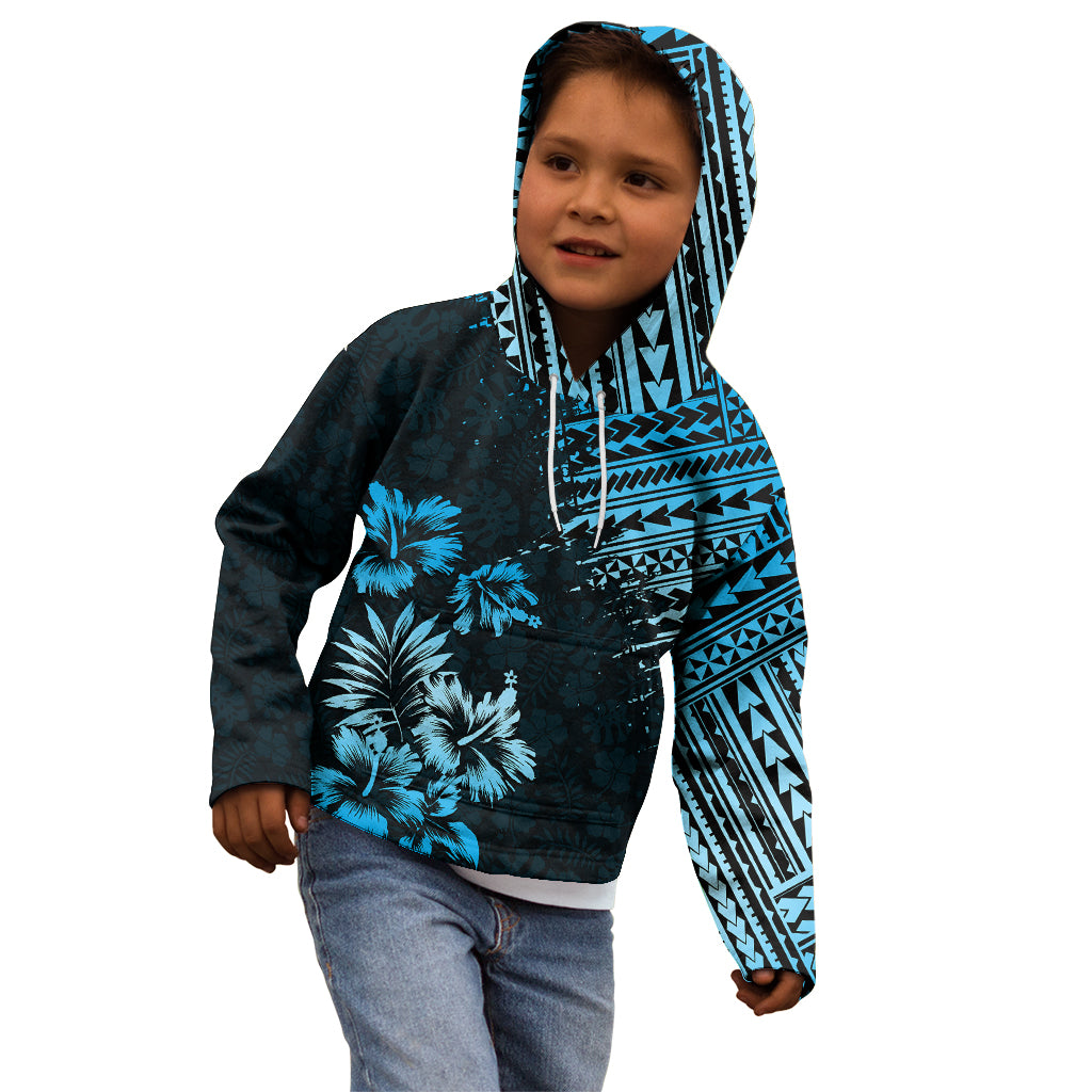 Hawaii Summer Kid Hoodie Mix Polynesian Black-Blue LT6 - Wonder Print Shop