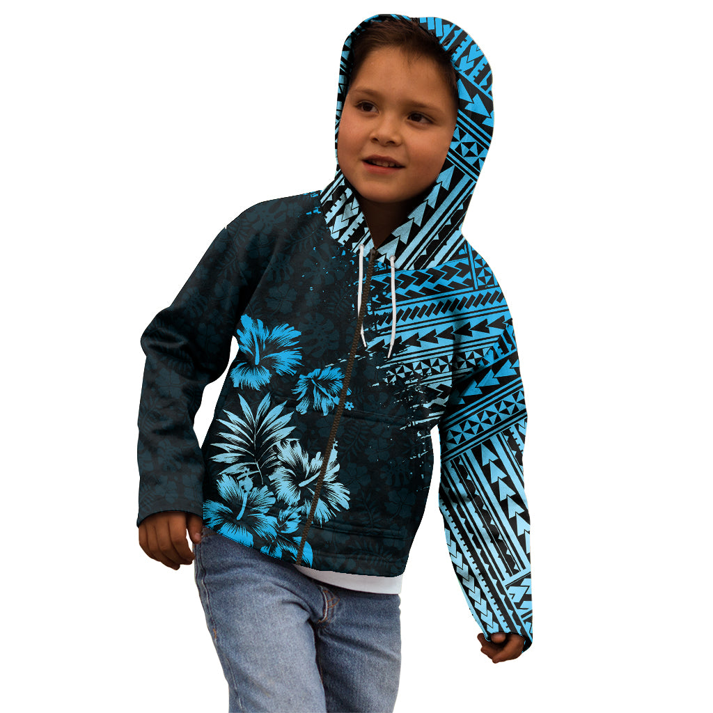Hawaii Summer Kid Hoodie Mix Polynesian Black-Blue LT6 - Wonder Print Shop