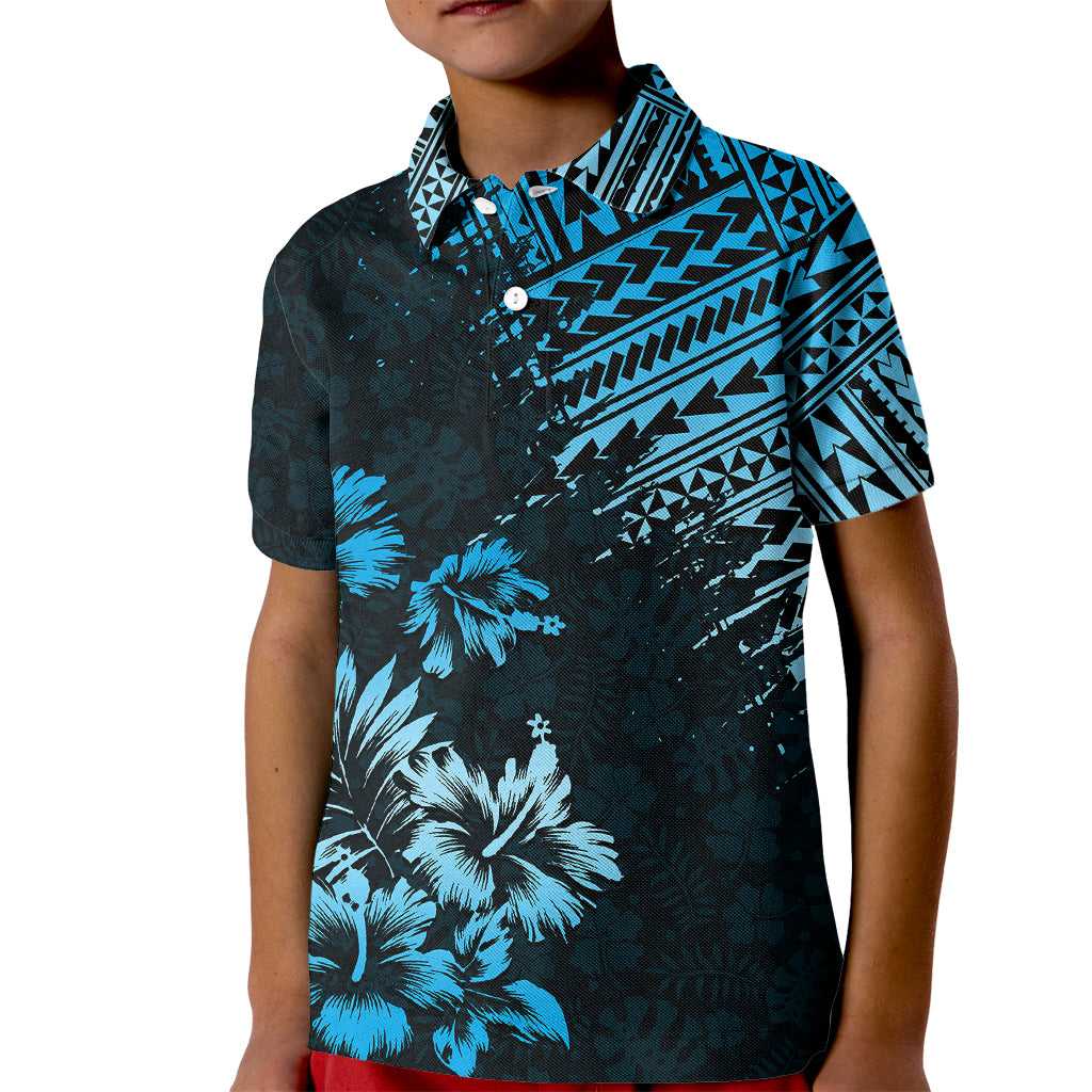 Hawaii Summer Kid Polo Shirt Mix Polynesian Black-Blue LT6 - Wonder Print Shop