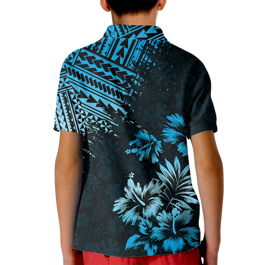 Hawaii Summer Kid Polo Shirt Mix Polynesian Black-Blue LT6 - Wonder Print Shop