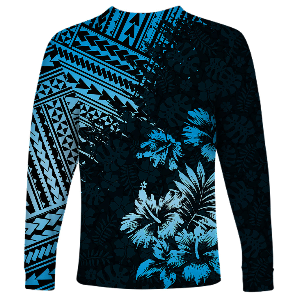 Hawaii Summer Long Sleeve Shirt Mix Polynesian Black-Blue LT6 - Wonder Print Shop