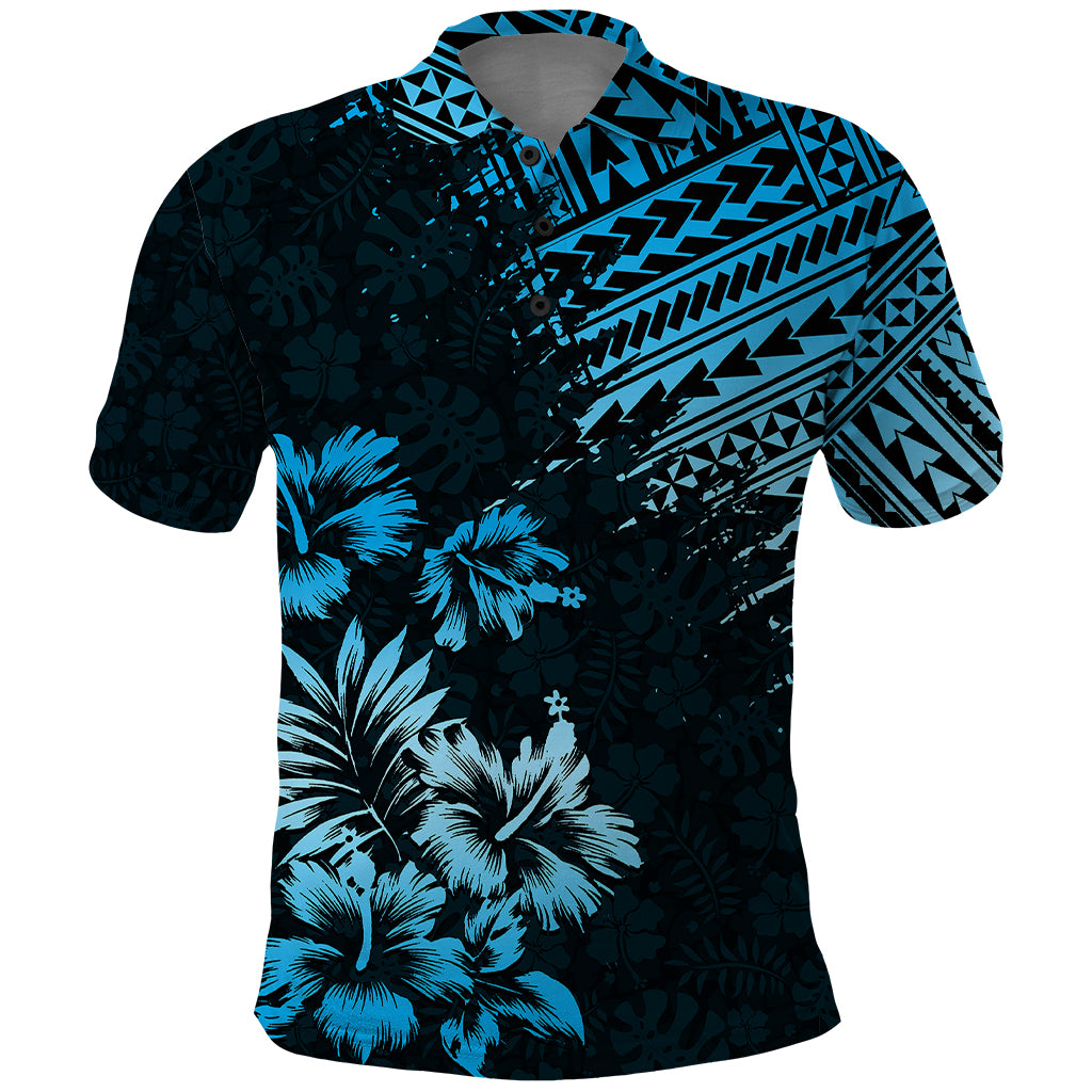 Hawaii Summer Polo Shirt Mix Polynesian Black-Blue LT6 - Wonder Print Shop