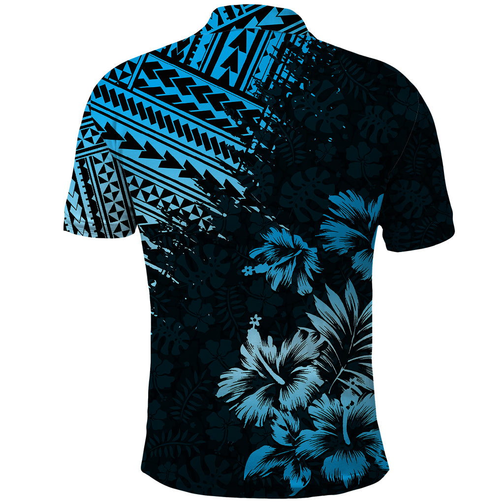 Hawaii Summer Polo Shirt Mix Polynesian Black-Blue LT6 - Wonder Print Shop