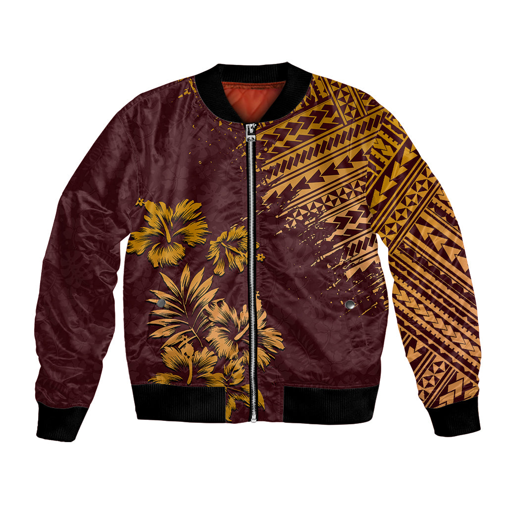 Hawaii Summer Bomber Jacket Mix Polynesian Brown LT6 - Wonder Print Shop