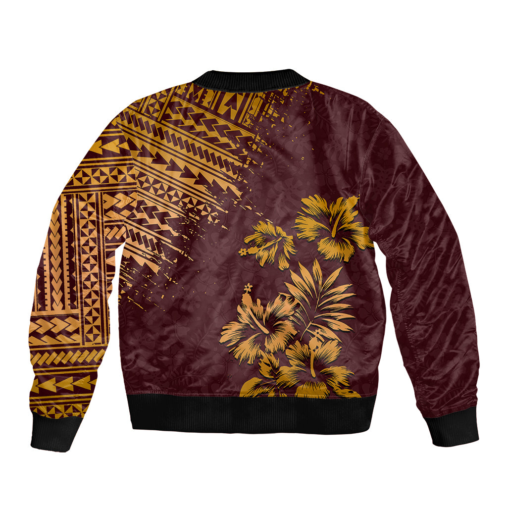 Hawaii Summer Bomber Jacket Mix Polynesian Brown LT6 - Wonder Print Shop