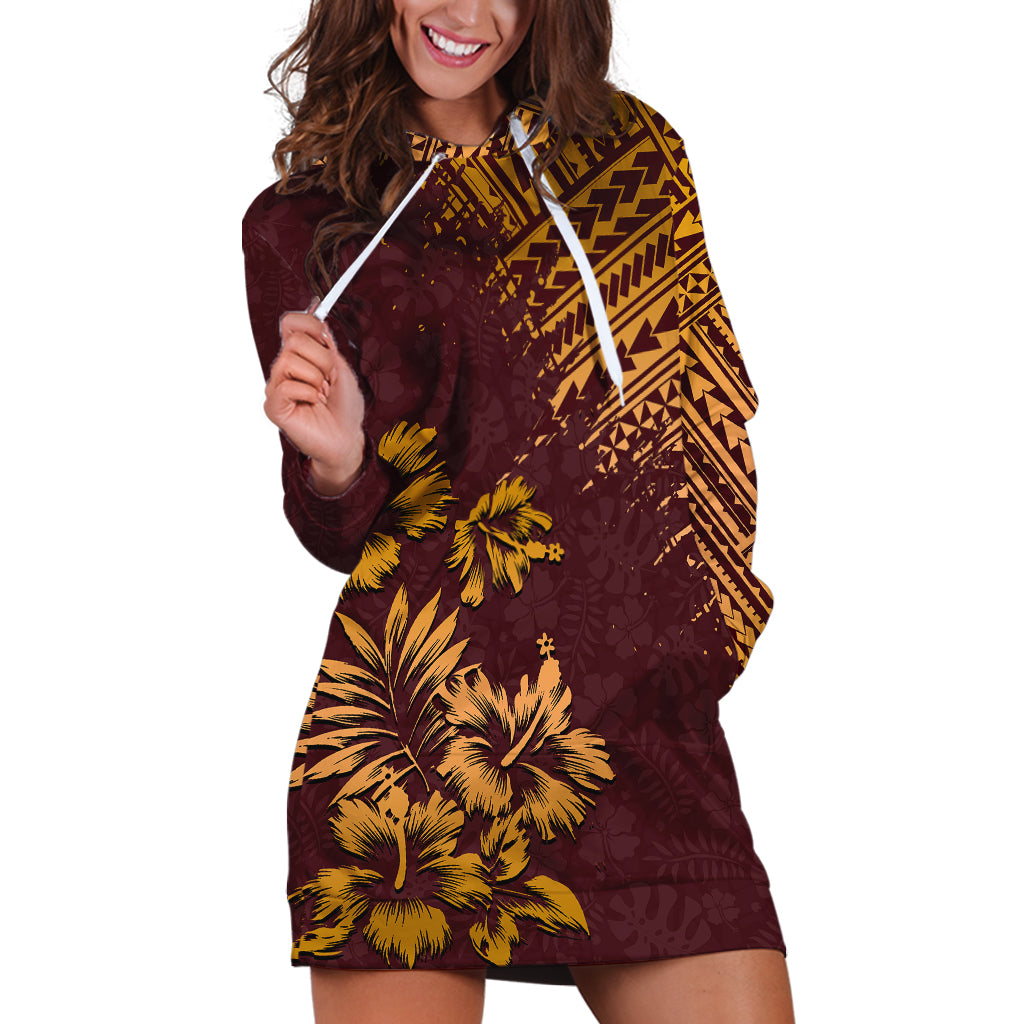 Hawaii Summer Hoodie Dress Mix Polynesian Brown LT6 - Wonder Print Shop