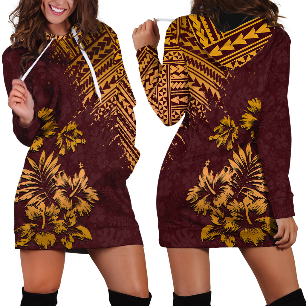 Hawaii Summer Hoodie Dress Mix Polynesian Brown LT6 - Wonder Print Shop