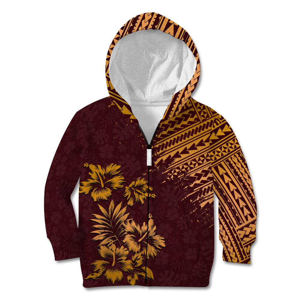 Hawaii Summer Kid Hoodie Mix Polynesian Brown LT6 - Wonder Print Shop