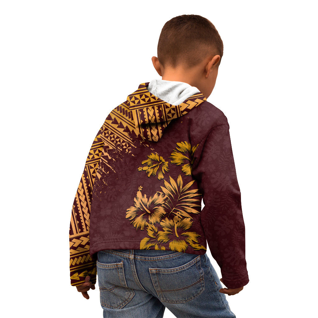 Hawaii Summer Kid Hoodie Mix Polynesian Brown LT6 - Wonder Print Shop