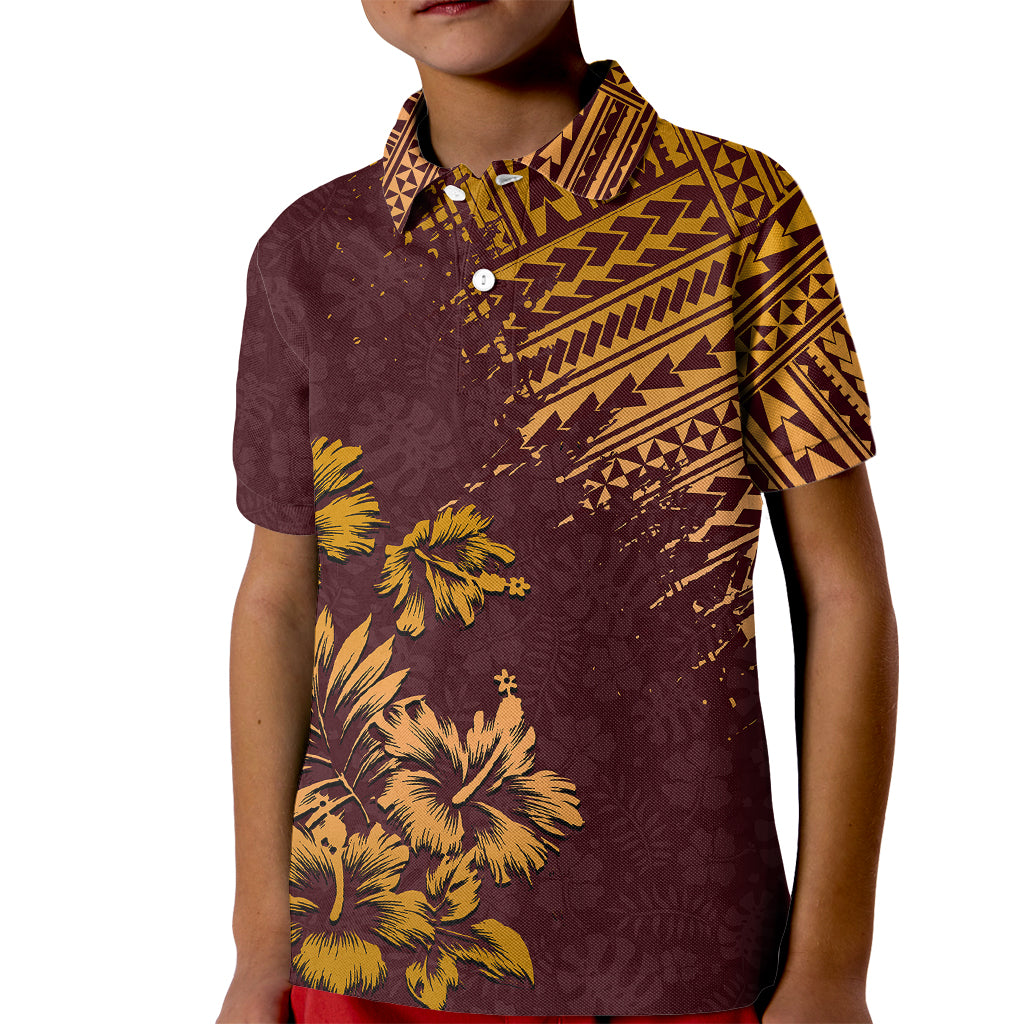 Hawaii Summer Kid Polo Shirt Mix Polynesian Brown LT6 - Wonder Print Shop