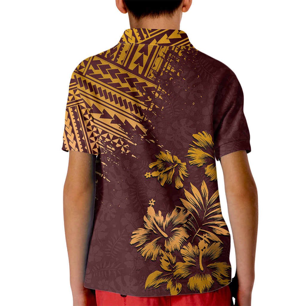 Hawaii Summer Kid Polo Shirt Mix Polynesian Brown LT6 - Wonder Print Shop