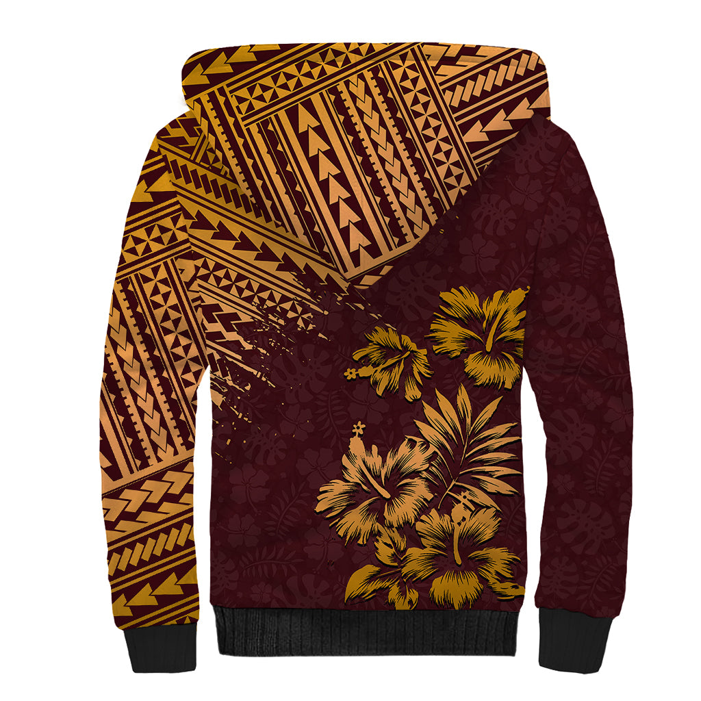 Hawaii Summer Sherpa Hoodie Mix Polynesian Brown LT6 - Wonder Print Shop