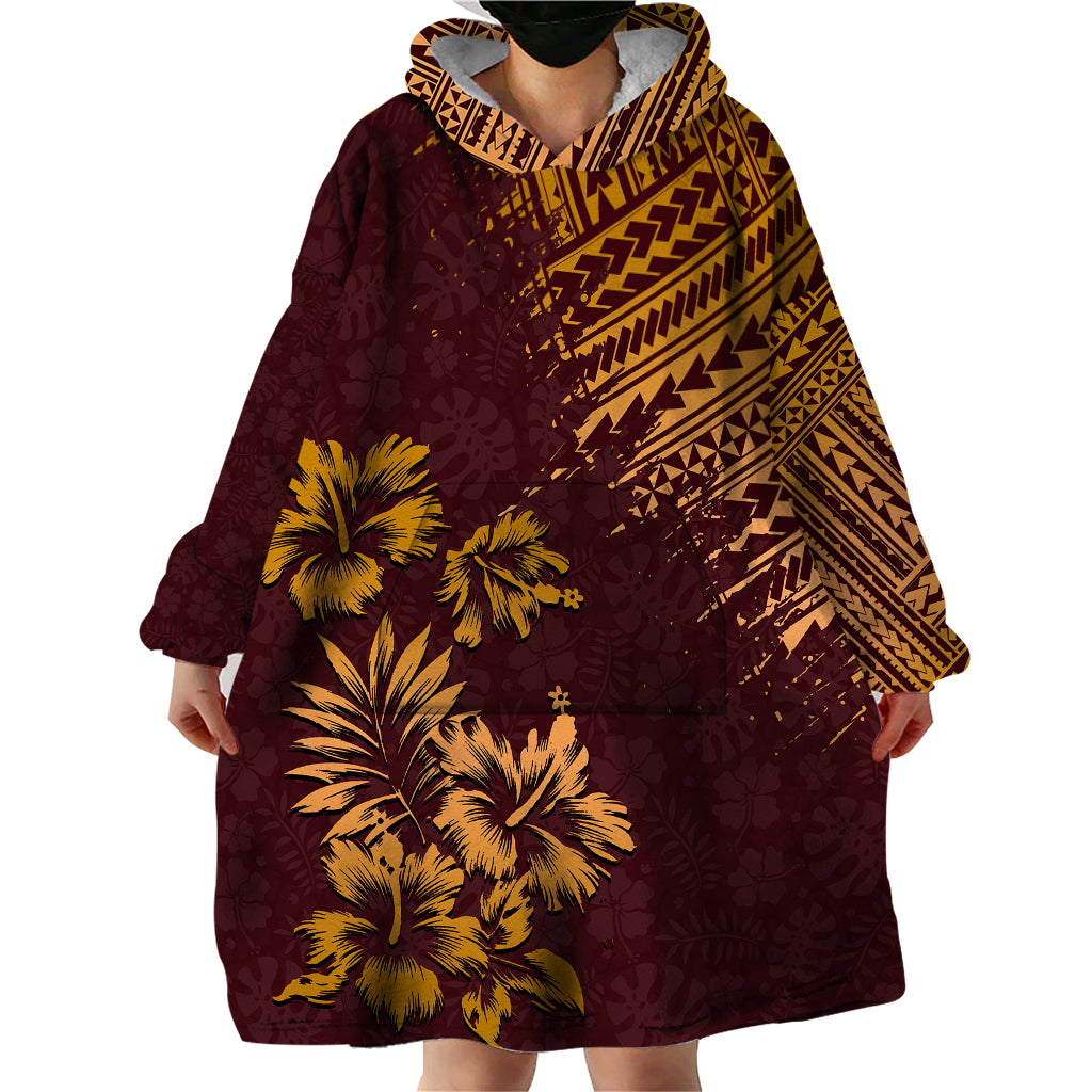 Hawaii Summer Wearable Blanket Hoodie Mix Polynesian Brown LT6 - Wonder Print Shop