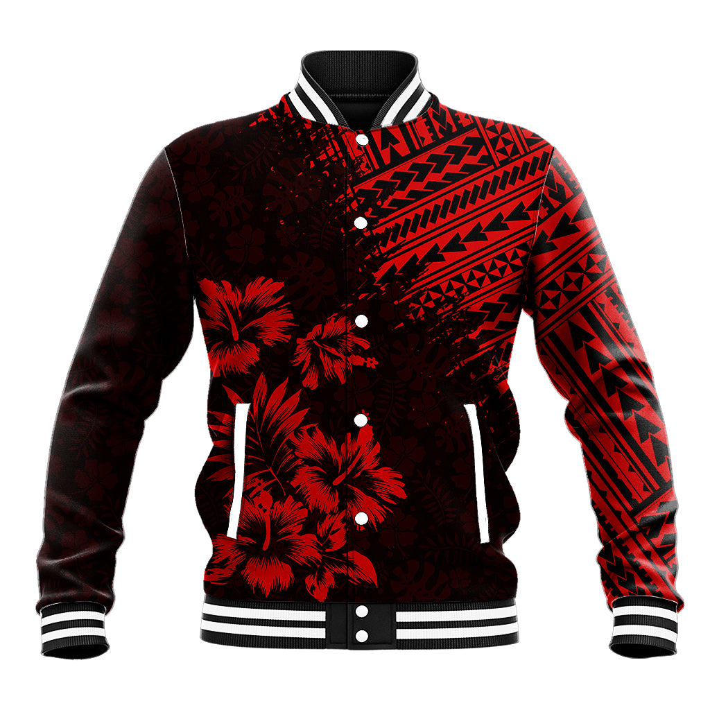 Hawaii Summer Baseball Jacket Mix Polynesian Black-Red LT6 - Wonder Print Shop