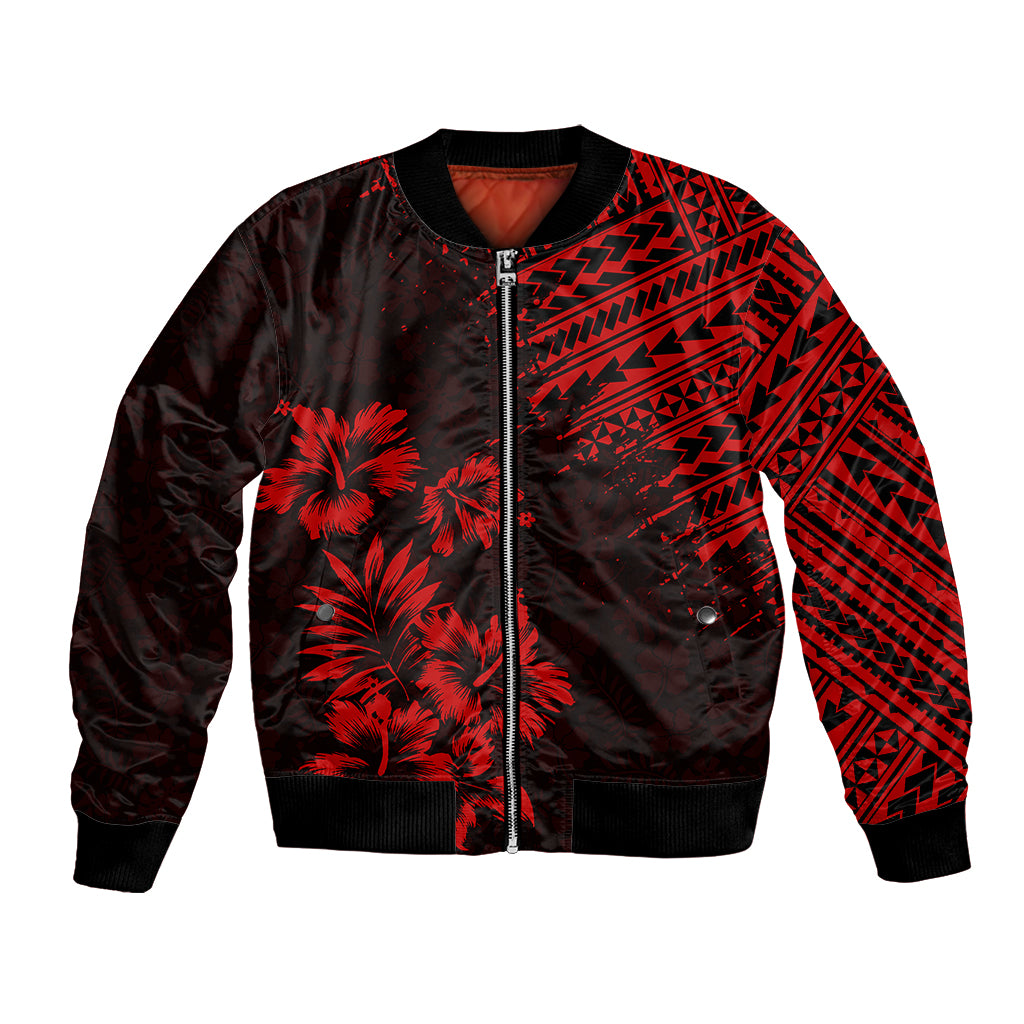 Hawaii Summer Bomber Jacket Mix Polynesian Black-Red LT6 - Wonder Print Shop