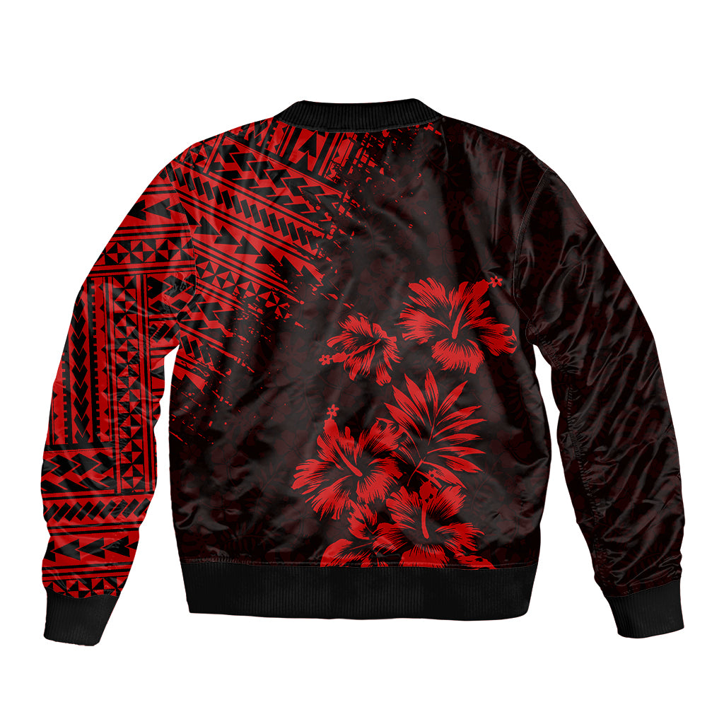 Hawaii Summer Bomber Jacket Mix Polynesian Black-Red LT6 - Wonder Print Shop