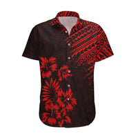 Hawaii Summer Hawaiian Shirt Mix Polynesian Black-Red LT6 - Wonder Print Shop