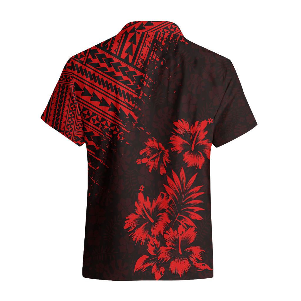 Hawaii Summer Hawaiian Shirt Mix Polynesian Black-Red LT6 - Wonder Print Shop