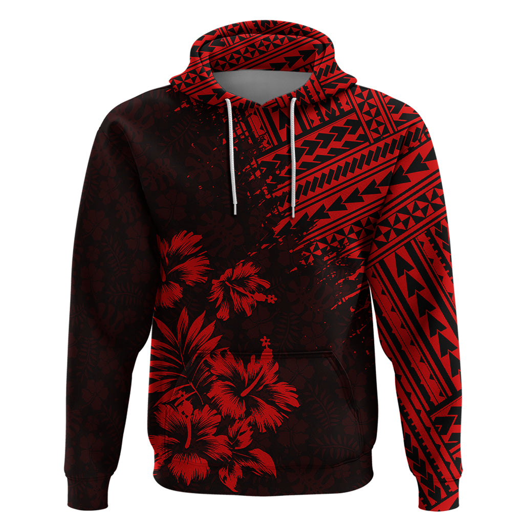 Hawaii Summer Hoodie Mix Polynesian Black-Red LT6 - Wonder Print Shop