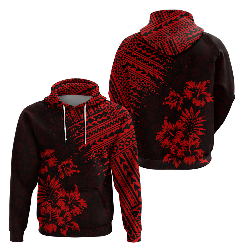 Hawaii Summer Hoodie Mix Polynesian Black-Red LT6 - Wonder Print Shop