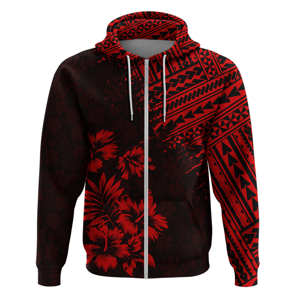 Hawaii Summer Hoodie Mix Polynesian Black-Red LT6 - Wonder Print Shop