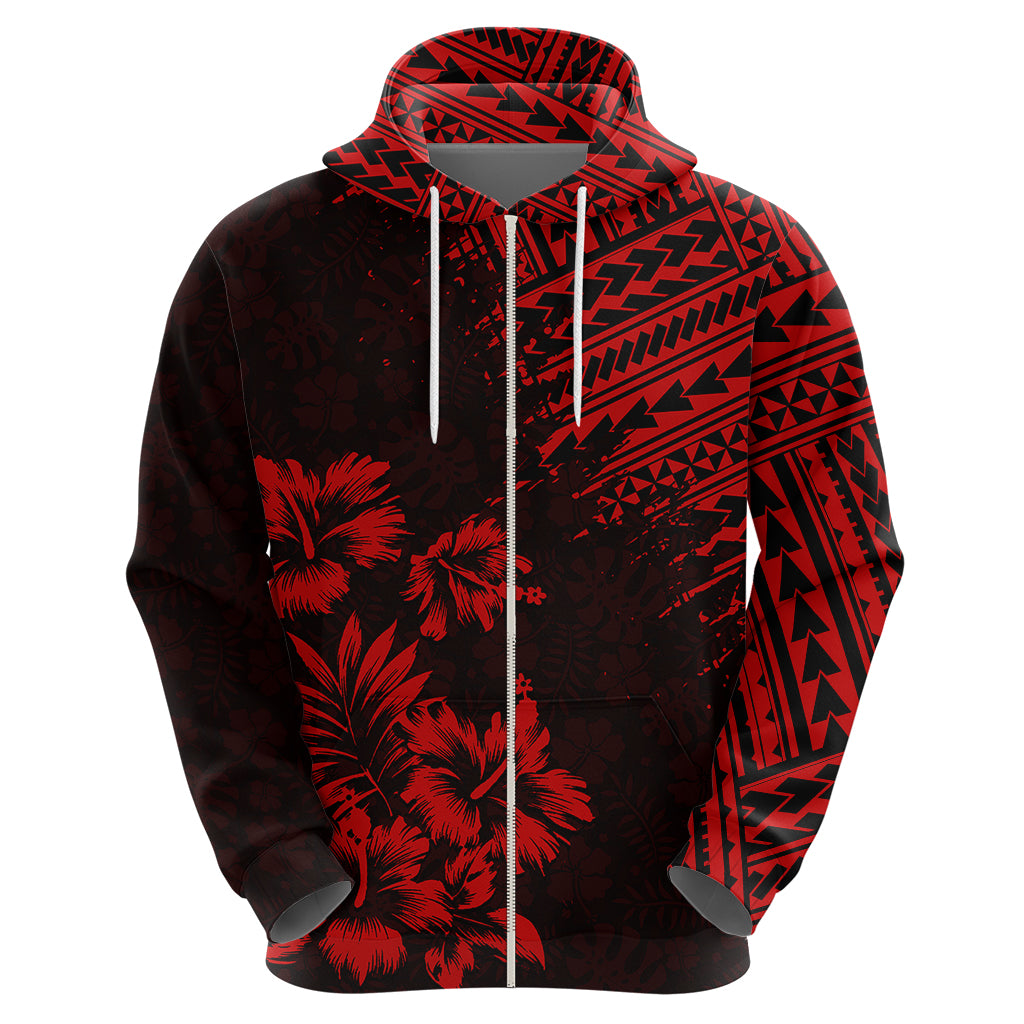Hawaii Summer Hoodie Mix Polynesian Black-Red LT6 - Wonder Print Shop