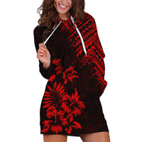 Hawaii Summer Hoodie Dress Mix Polynesian Black-Red LT6 - Wonder Print Shop