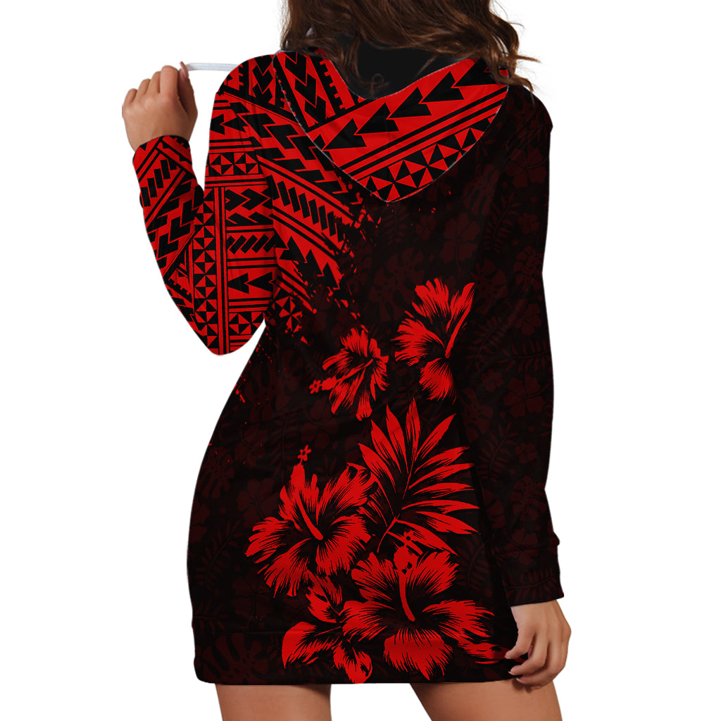 Hawaii Summer Hoodie Dress Mix Polynesian Black-Red LT6 - Wonder Print Shop