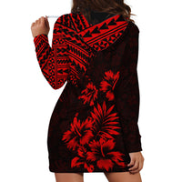 Hawaii Summer Hoodie Dress Mix Polynesian Black-Red LT6 - Wonder Print Shop