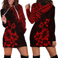 Hawaii Summer Hoodie Dress Mix Polynesian Black-Red LT6 - Wonder Print Shop