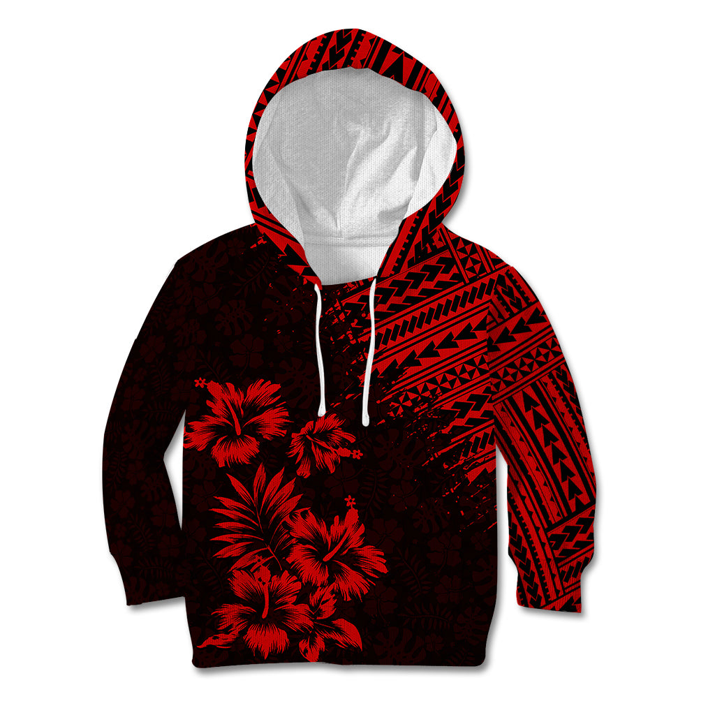 Hawaii Summer Kid Hoodie Mix Polynesian Black-Red LT6 - Wonder Print Shop