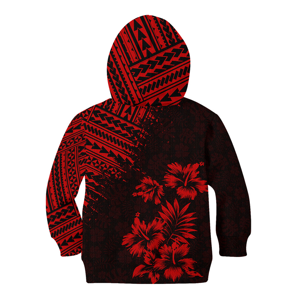Hawaii Summer Kid Hoodie Mix Polynesian Black-Red LT6 - Wonder Print Shop