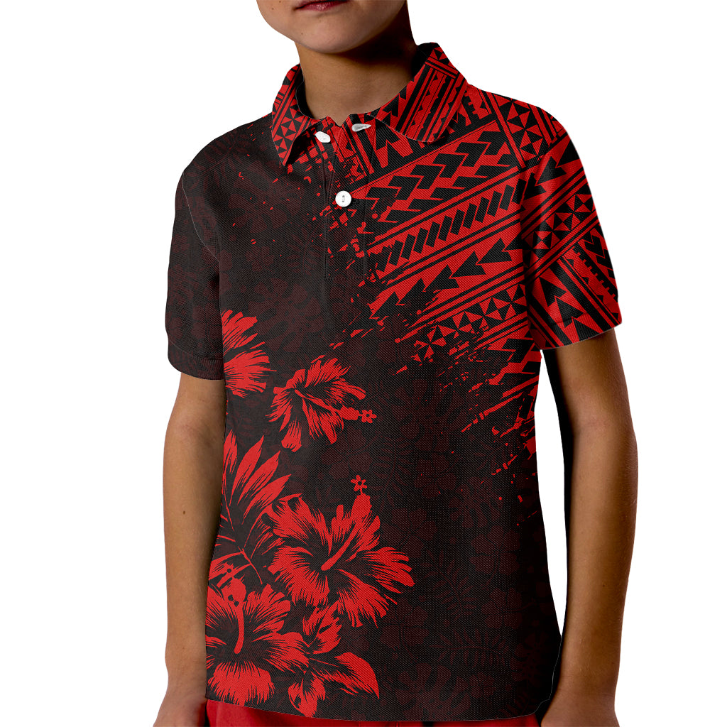 Hawaii Summer Kid Polo Shirt Mix Polynesian Black-Red LT6 - Wonder Print Shop