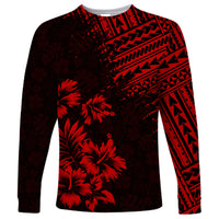 Hawaii Summer Long Sleeve Shirt Mix Polynesian Black-Red LT6 - Wonder Print Shop