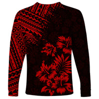 Hawaii Summer Long Sleeve Shirt Mix Polynesian Black-Red LT6 - Wonder Print Shop