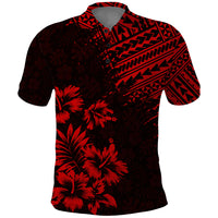 Hawaii Summer Polo Shirt Mix Polynesian Black-Red LT6 - Wonder Print Shop