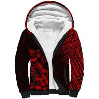 Hawaii Summer Sherpa Hoodie Mix Polynesian Black-Red LT6 - Wonder Print Shop