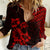 Hawaii Summer Women Casual Shirt Mix Polynesian Black-Red LT6 - Wonder Print Shop