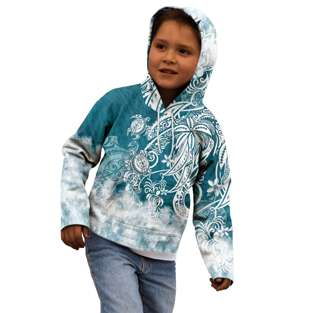 Polynesian Sea Turtle Kid Hoodie Tribal LT6 - Wonder Print Shop