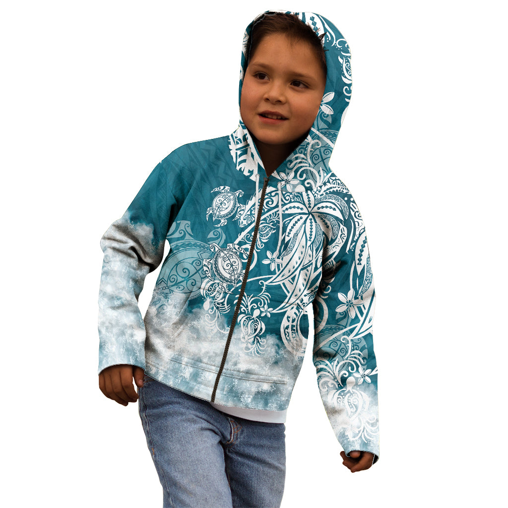Polynesian Sea Turtle Kid Hoodie Tribal LT6 - Wonder Print Shop
