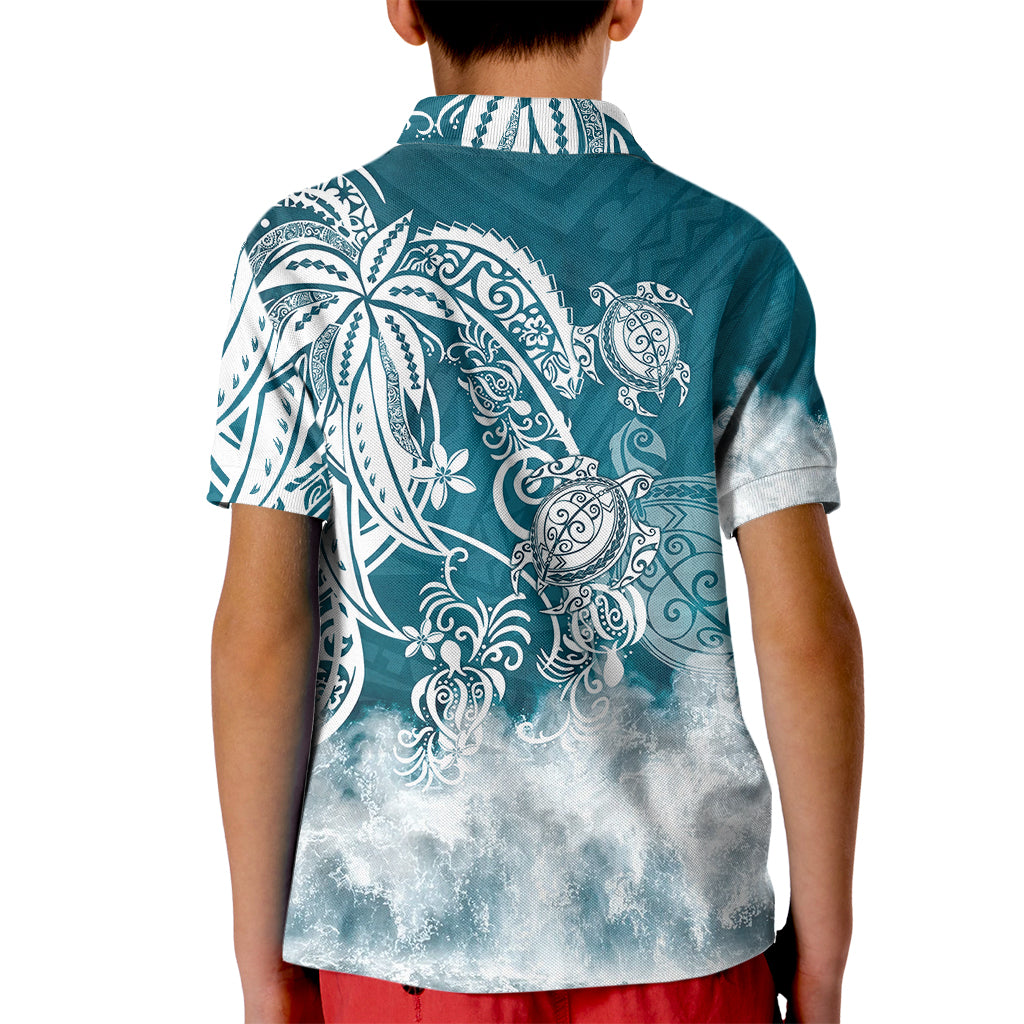 Polynesian Sea Turtle Kid Polo Shirt Tribal LT6 - Wonder Print Shop
