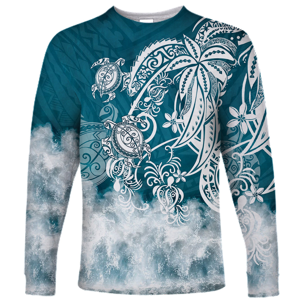 Polynesian Sea Turtle Long Sleeve Shirt Tribal LT6 - Wonder Print Shop