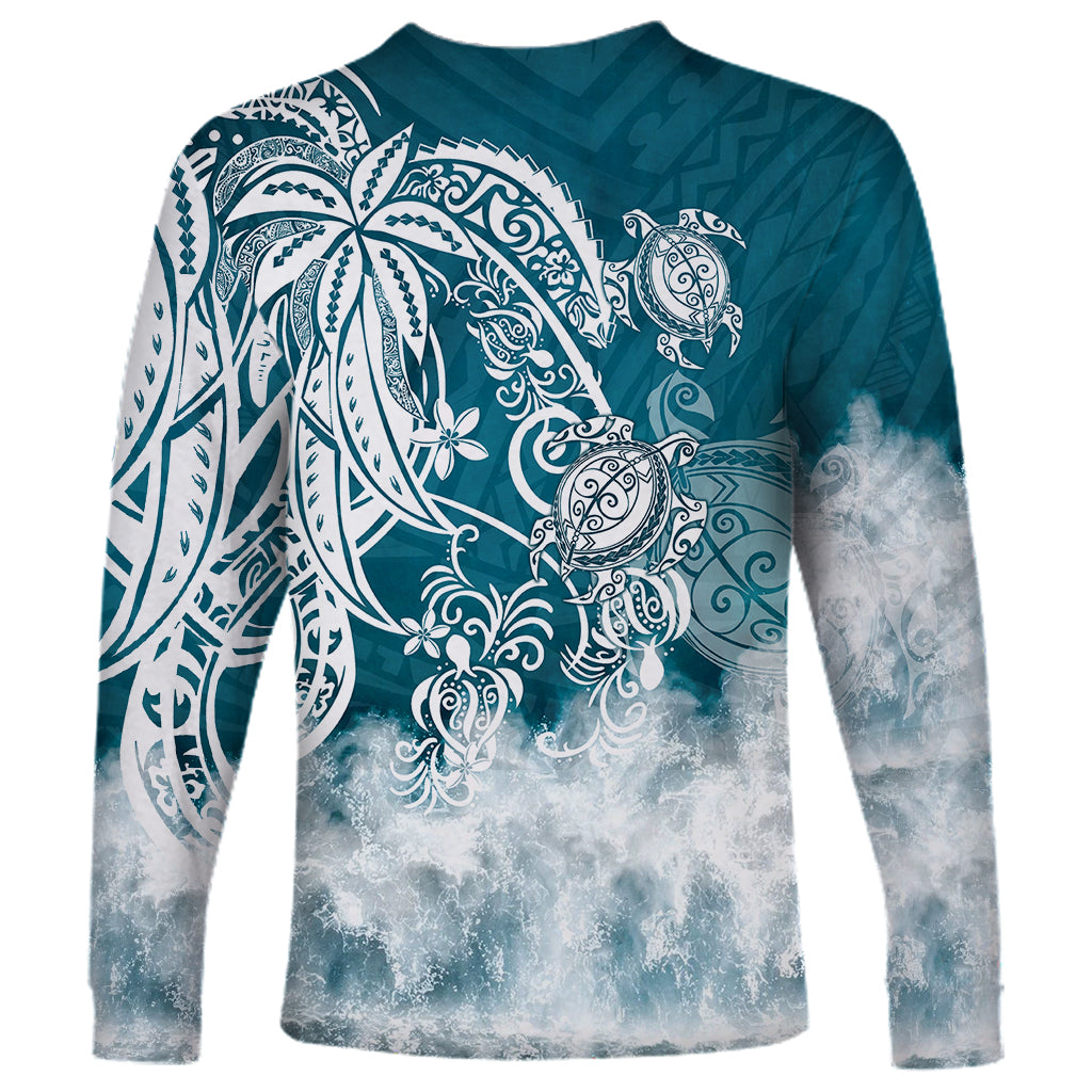 Polynesian Sea Turtle Long Sleeve Shirt Tribal LT6 - Wonder Print Shop
