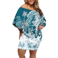 Polynesian Sea Turtle Off Shoulder Short Dress Tribal LT6 - Wonder Print Shop